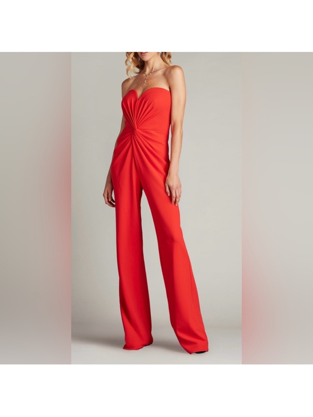 NWT. TADASHI SHOIJ LUCAS
TWIST-FRONT JUMPSUIT BOS24375Y-REDRS .